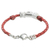 Silver and leather wristband bracelet, 'Silver Love in Red' - 999 Silver Red Leather Pendant Wristband Bracelet Guatemala (image 2e) thumbail