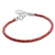 Silver and leather wristband bracelet, 'Walk of Life in Red' - 999 Silver Red Leather Charm Wristband Bracelet Guatemala