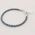 Silver and leather wristband bracelet, 'Walk of Life in Blue' - 999 Silver Blue Leather Charm Wristband Bracelet Guatemala thumbail