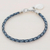 Silver and leather wristband bracelet, 'Walk of Life in Blue' - 999 Silver Blue Leather Charm Wristband Bracelet Guatemala (image 2b) thumbail