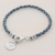 Silver and leather wristband bracelet, 'Walk of Life in Blue' - 999 Silver Blue Leather Charm Wristband Bracelet Guatemala (image 2c) thumbail