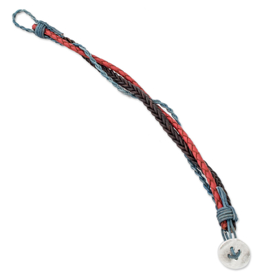 Leather braided wristband bracelet, 'Walks of Life' - Multicolored Guatemalan Leather Braided Wristband Bracelet