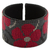 Glass beaded leather cuff bracelet, 'Red Maya Blossoms' - Glass Beaded Red Floral Cuff Bracelet with Leather (image 2a) thumbail