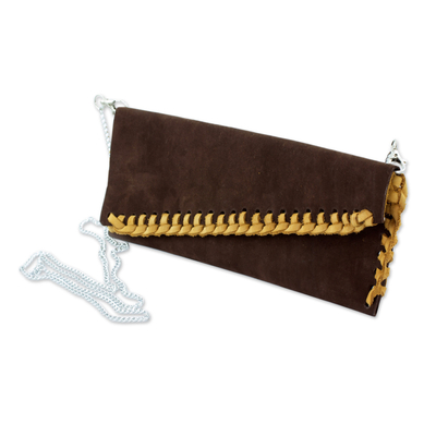 Leather shoulder bag, 'Roasted Coffee' - Artisan Crafted Brown Leather Shoulder Bag from El Salvador