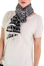Cotton scarf, 'Dark Roads Found' - Artisan Designed and Crafted Cotton Scarf in Black
