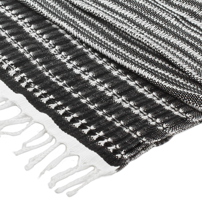 Bufanda de algodón - Bufanda de algodón diseñada y elaborada artesanalmente en negro
