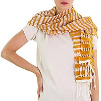 Cotton scarf, 'Amber Roads Found'