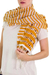Bufanda de algodón - Bufanda de algodón a rayas tejida a mano en cáscara de huevo y ámbar