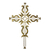 Iron cross, 'Flowering Love in Brass' - Iron Wall Decor Antiqued Cross Brass Color from Guatemala (image 2a) thumbail