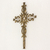 Iron cross, 'Flowering Love in Brass' - Iron Wall Decor Antiqued Cross Brass Color from Guatemala (image 2b) thumbail