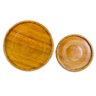 Holztabletts, (Paar) - Handgeschnitzte Conacaste-Holztabletts (Paar) aus Guatemala