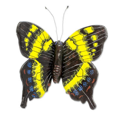 Handcrafted Ceramic Yellow Swallowtail Butterfly Sculpture
