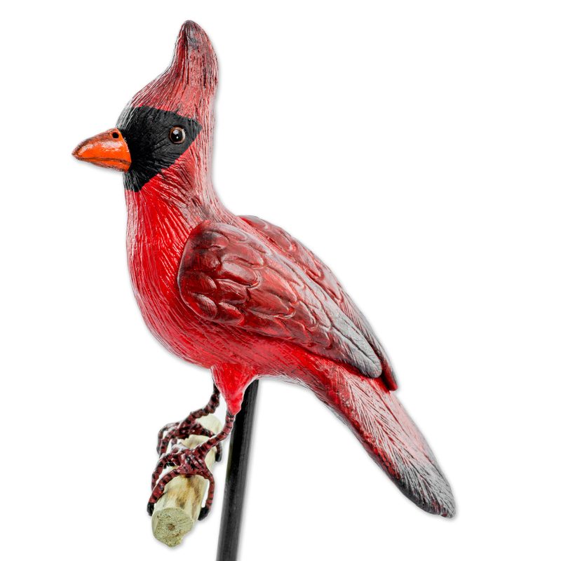 Guatemalan Ceramic Cardinal Sculpture on a Pinewood Stand - Elegant ...