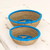 Cestas de agujas de pino, 'Blue Vibrancy' (par) - Dos cestas de agujas de pino con borde azul hechas a mano de Nicaragua