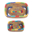 Körbe mit Kiefernnadeln, 'Buntes Managua' (Paar) - Zwei Körbe mit Regenbogenbesatz Nicaraguanische handgewebte Kiefernnadelkörbe