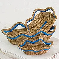 Cestas de agujas de pino, 'Wavy Ocean' (juego de 3)