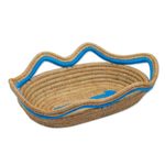 Pine needle baskets, 'Wavy Ocean' (set of 3) - Set of 3 Handwoven Blue Accent Pine Needle Baskets