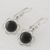 Jade dangle earrings, 'Country Flower' - Black Jade Flower Shaped Dangle Earrings from Guatemala (image 2b) thumbail