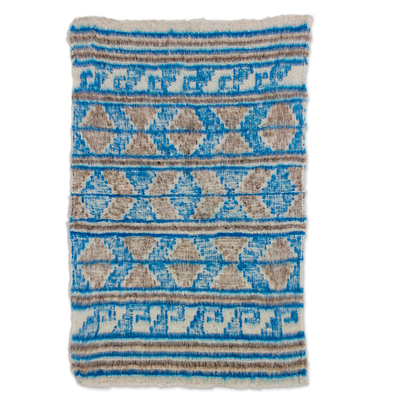 Wool area rug, Smooth Cerulean