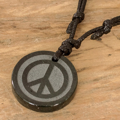 Jade pendant necklace, 'Hope and Peace' - Adjustable Jade Pendant Necklace from Guatemala