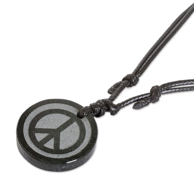 Jade pendant necklace, 'Hope and Peace' - Adjustable Jade Pendant Necklace from Guatemala