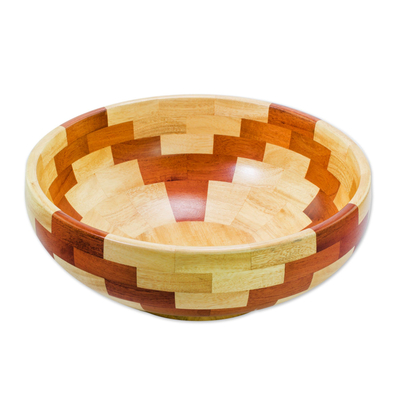 Salatschüssel aus Mahagoni und Zypressenholz - Kunsthandwerklich gefertigte Schale aus Mahagoni-Zypressenholz aus Guatemala