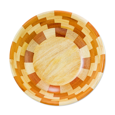 Ensaladera de madera de caoba - Cuenco artesanal de madera de caoba palo blanco de comercio justo