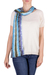 Rayon chenille scarf, 'Multicolor Blue Bamboo' - Hand Woven Rayon Scarf in Shades of Blue and Lilac (image 2a) thumbail