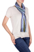 Rayon scarf, 'Multicolor Blue Bamboo' - Hand Woven Rayon Scarf in Shades of Blue and Lilac (image 2e) thumbail