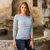 Cotton sweater, 'Wedgwood Horizon' - Women's Blue and Ivory Striped Soft Cotton Pullover Sweater (image 2) thumbail
