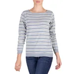 Cotton sweater, 'Wedgwood Horizon' - Women's Blue and Ivory Striped Soft Cotton Pullover Sweater