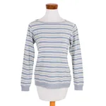 Cotton sweater, 'Wedgwood Horizon' - Women's Blue and Ivory Striped Soft Cotton Pullover Sweater