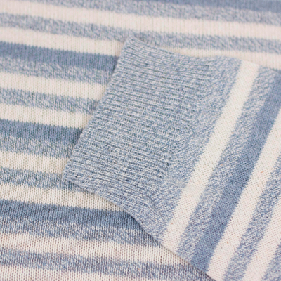 Jersey de algodón - Jersey De Mujer De Algodón Suave A Rayas Azul Y Marfil