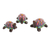 Ceramic figurines, 'Pink Tropical Turtles' (set of 3) - 3 Handmade Ceramic Turtle Figurines with Pink Floral Shells