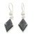 Jade dangle earrings, 'Dark Verdant Diamond' - Very Dark Green Jade and Sterling Silver Dangle Earrings thumbail