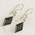 Jade dangle earrings, 'Dark Verdant Diamond' - Very Dark Green Jade and Sterling Silver Dangle Earrings (image 2b) thumbail