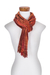 Rayon scarf, 'Orange Dreamer' - Handwoven Rayon Scarf in Orange and Red from Guatemala (image 2f) thumbail