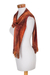 Rayon scarf, 'Orange Dreamer' - Handwoven Rayon Scarf in Orange and Red from Guatemala (image 2h) thumbail