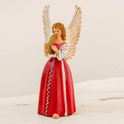 Ceramic figurine, 'Angel from Santiago Atitlan' (11 inch) - Angel from Santiago Atitlan Ceramic Sculpture (11 Inch)