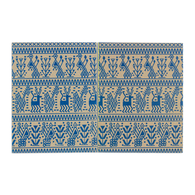 Handcrafted journal, 'Royal Peacock and Maize' - Peacock Deer & Corn 100 Sheet Journal Crafted in Guatemala