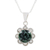 Jade pendant necklace, 'Solar Flower in Dark Green' - Green Jade and 925 Silver Floral Necklace from Guatemala
