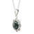 Jade pendant necklace, 'Solar Flower in Dark Green' - Green Jade and 925 Silver Floral Necklace from Guatemala (image 2b) thumbail