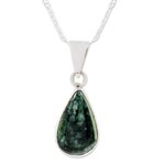 Jade pendant necklace, 'Falling Drop' - Green Jade Teardrop Pendant Necklace from Guatemala