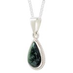 Jade pendant necklace, 'Teardrop Lasso' - Dark Green Teardrop Jade Pendant Necklace from Guatemala