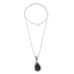 Jade pendant necklace, 'Teardrop Lasso' - Dark Green Teardrop Jade Pendant Necklace from Guatemala