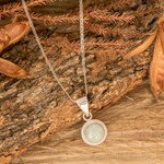 Jade pendant necklace, 'Mixco Moon' - Round Jade and 925 Silver Pendant Necklace from Guatemala