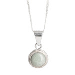 Jade pendant necklace, 'Mixco Moon' - Round Jade and 925 Silver Pendant Necklace from Guatemala