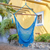 Cotton hammock swing chair, 'Above the Sea' - Single Cotton Hammock Swing in Cerulean from Nicaragua (image 2) thumbail
