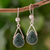 Jade dangle earrings, 'Drops of Peace' - Green Jade and Sterling Silver Teardrop Earrings from Mexico (image 2) thumbail