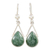 Jade dangle earrings, 'Drops of Peace' - Green Jade and Sterling Silver Teardrop Earrings from Mexico thumbail